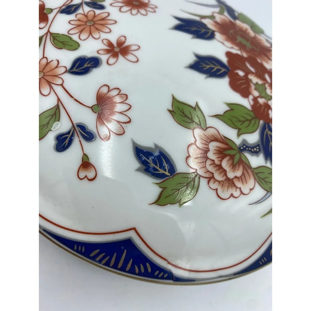 Vintage Artmark Japan Imari Floral Ceramic Trinket Jewelry Box 7